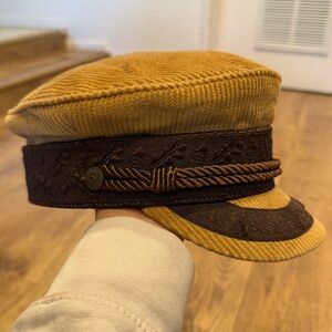 Brixton Two-Tone Corduroy Fisherman Cap in Mustard and Dark Brown